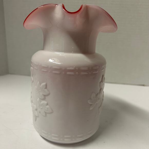 Vintage 1960's Kanawha Milk Glass Pitcher Encased with Red Glass - Picture 4 of 10